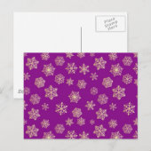 Carte Postale Flocons de neige dorés, fond violet (Devant / Derrière)