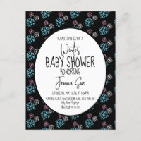 Flocons de neige hivernaux rose bleu Baby Shower N