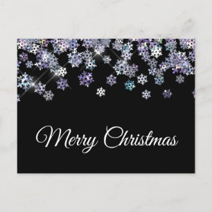 Carte Postale Flocons de neige holographiques scintillants Joyeu