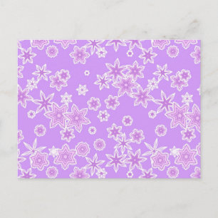 Carte Postale Flocons de neige pastel sur fond lavande