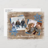 Carte Postale Flocons de neige personnalisés et motif de planche (Devant / Derrière)