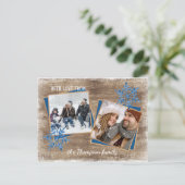 Carte Postale Flocons de neige personnalisés et motif de planche (Debout devant)