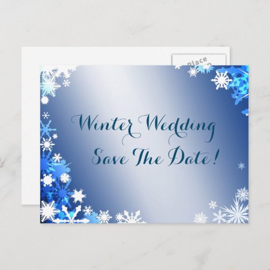 Carte postale "Flocons de neige sauvent la date" 2 (Devant / Derrière)