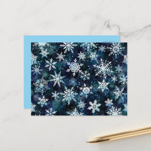 Carte Postale Flocons de neige tombant profonde nuit magique d'h