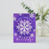 Carte Postale Flocons de neige violet blanc (Debout devant)