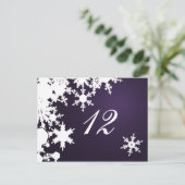 Carte Postale flocons de neige violet table de mariage d'hiver (Debout devant)