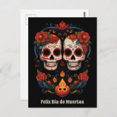 Carte Postale 🌹 Flor y Calavera : Hommage à Dia de Muertos 🌹 (Devant / Derrière)