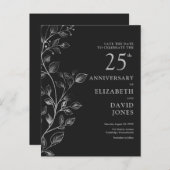 Carte Postale Floral 25e anniversaire Mariage Enregistrer la dat (Devant / Derrière)