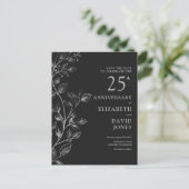 Carte Postale Floral 25e anniversaire Mariage Enregistrer la dat (Debout devant)