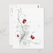 Carte Postale Floral Abstrait rouge (Devant / Derrière)