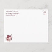 Carte Postale Floral Aquarelle Burgundy Peony (Dos)