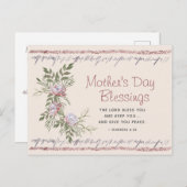 Carte Postale Floral Aquarelle Mère's Day Blessings Scripture (Devant / Derrière)