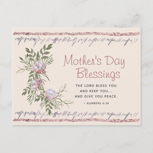 Carte Postale Floral Aquarelle Mère's Day Blessings Scripture (Devant)