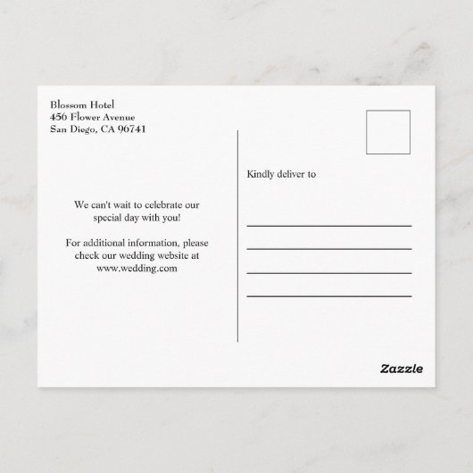 Carte Postale Floral Aquarelle Rose Mariage Enregistrer La Date (Dos)