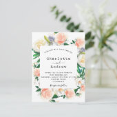 Carte Postale Floral aquarelle rose or rose blanc mariage (Debout devant)