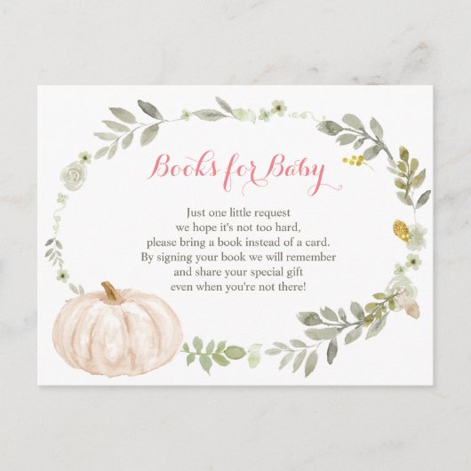 Carte Postale Floral Automne Citrouille Baby shower de verdure L (Devant)