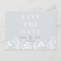 Floral blanc bleu foncé moderne Sauvez la date