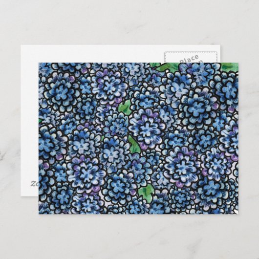 Carte Postale Floral bleu (Devant / Derrière)