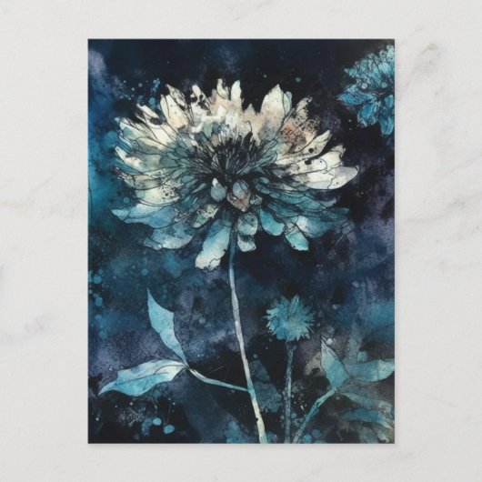 Carte Postale Floral bleu (Devant)