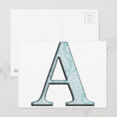 Carte Postale Floral bleu Imprimer Un monogramme initiales Cadea (Devant / Derrière)