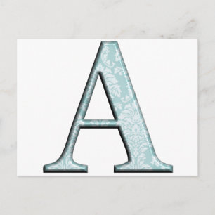 Carte Postale Floral bleu Imprimer Un monogramme initiales Cadea