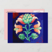 Carte Postale FLORAL, bleu rose vert (Devant / Derrière)