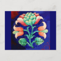 FLORAL, bleu rose vert