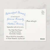 Carte Postale Floral Blue Rehearer Diner Mariage de fleurs (Dos)