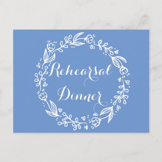 Carte Postale Floral Blue Rehearer Diner Mariage de fleurs (Devant)