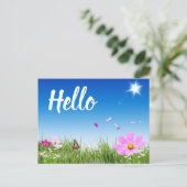 Carte Postale Floral Bonjour Daisy Papillon Fleurs sauvages amis (Debout devant)