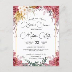 Carte Postale Floral Bourgogne Gold Eucalyptus Fête des mariées