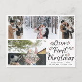 Carte Postale Floral Chic Our First Christmas 4 Photo Collage (Devant)