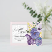 Carte Postale Floral d'aquarelle violette sur rose 100e annivers (Debout devant)