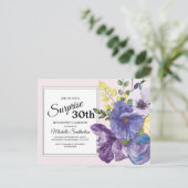 Carte Postale Floral d'aquarelle violette sur rose 30e anniversa (Debout devant)