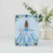 Carte Postale Floral Dusty Blue Silver Glam Princesse Quinceaner (Debout devant)