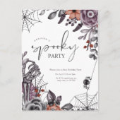 Carte Postale Floral Éffrayant Halloween Anniversaire Fête Invit (Devant)