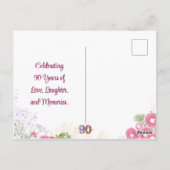 Carte Postale Floral Elegant 90e Anniversaire Sauvegarder La Dat (Dos)