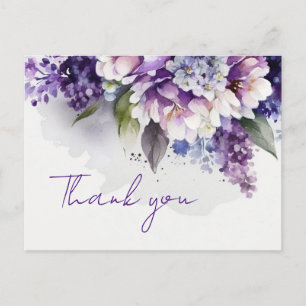 Carte Postale Floral Elegant Purple Chic Boho Mariage Merci