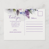 Carte Postale Floral Elegant Purple Chic Boho Mariage Merci (Dos)