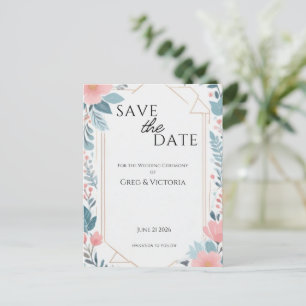 Carte Postale Floral Enregistrer la date