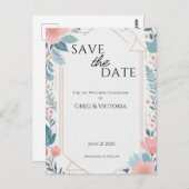 Carte Postale Floral Enregistrer la date (Devant / Derrière)