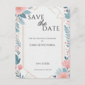 Carte Postale Floral Enregistrer la date (Devant)