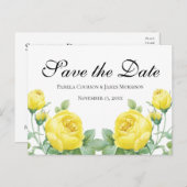 Carte Postale Floral Enregistrer la date Rose jaune Fiançailles (Devant / Derrière)