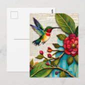 Carte postale Floral et Colibri (Devant / Derrière)