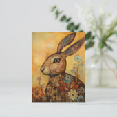Carte postale Floral et Lapin (Debout devant)