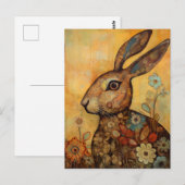 Carte postale Floral et Lapin (Devant / Derrière)
