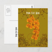 Carte postale Floral Golden Orchids personnalisabl (Devant / Derrière)