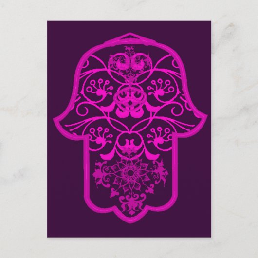 Carte Postale Floral Hamsa rose (Devant)