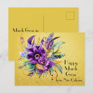Carte Postale Floral Happy Mardi Gras de la Nouvelle-Orléans
