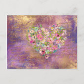 Carte Postale Floral Heart Gold (Devant)